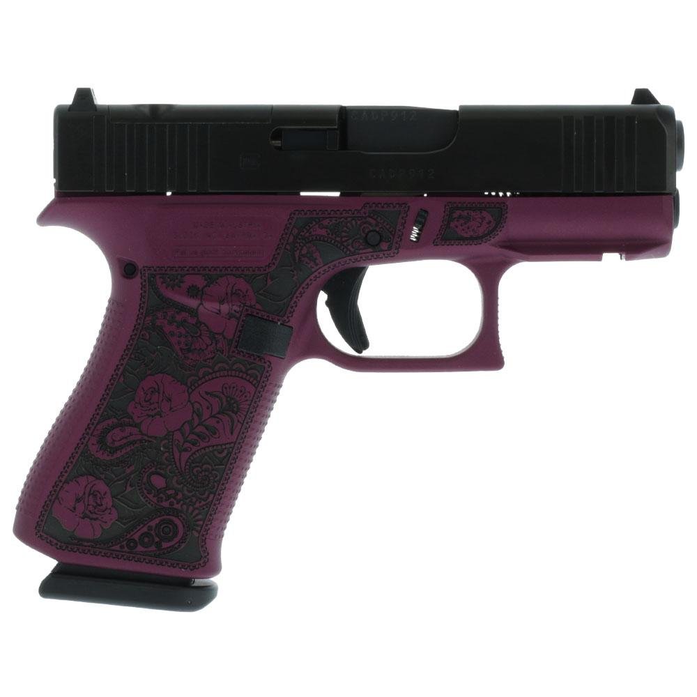 Glock 43x MOS Custom "Glock and Roses Black Cherry Frame" Subcompact Handgun 9mm Luger 10rd Magazines (2) 3.41" Barrel Austria
