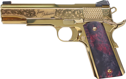 IVER JOHNSON EAGLE NOBLE WP - 1911 45ACP 8RD GOLD/EX. WOOD - Image 2